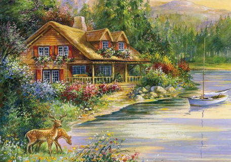 Wooden Jigsaw Puzzle - Deer Creek Cabin - 500 Pieces Wentworth