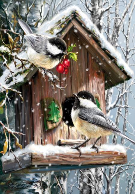 Wooden Jigsaw Puzzle - Snow Birds (#731306) - 500 Pieces