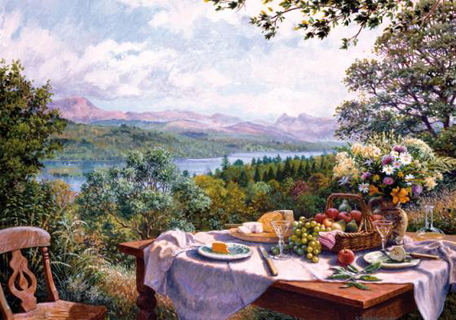 Wooden Jigsaw Puzzle - Summer Lunch Overlooking the Lake - 1000 Pieces  Wentworth