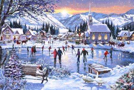 Wooden Jigsaw Puzzle - Christmas Skating - 250 Pieces