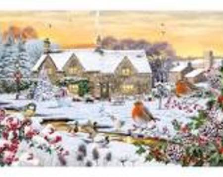 Wooden Jigsaw Puzzle - country house robins (932506) - 250 Pieces Wentworth