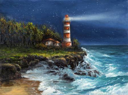 Wooden Jigsaw Puzzle-Lighthouse By the Sea-500 Piece Wooden Jigsaw Puzzle