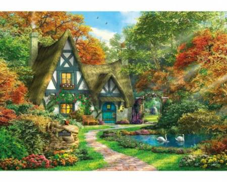 Wooden Jigsaw Puzzle - Autumn Cottage (881408) - 250 Pieces