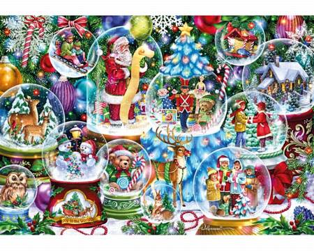 Wooden Jigsaw Puzzle - Christmas Snow Globes (891813) - 500 Pieces