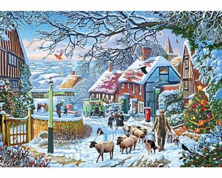 Wooden Jigsaw Puzzle - Country Winter Bus (893208) - 500 Pieces Wentworth