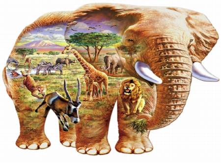 Wooden Jigsaw Puzzle - Elephant Savanna (561906) - 250 Pieces