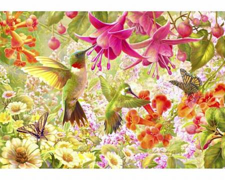 Wooden Jigsaw Puzzle - Hummingbird Garden (822706) - 250 Pieces Wentworth