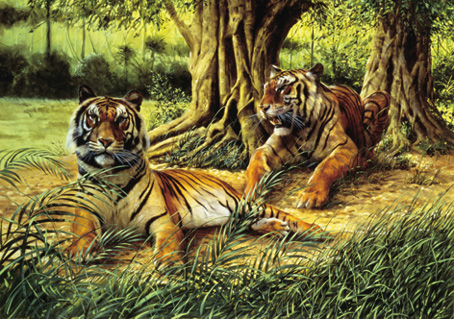 Wooden Jigsaw Puzzle - Satisfaction (Two Tigers) - 250 Pieces
